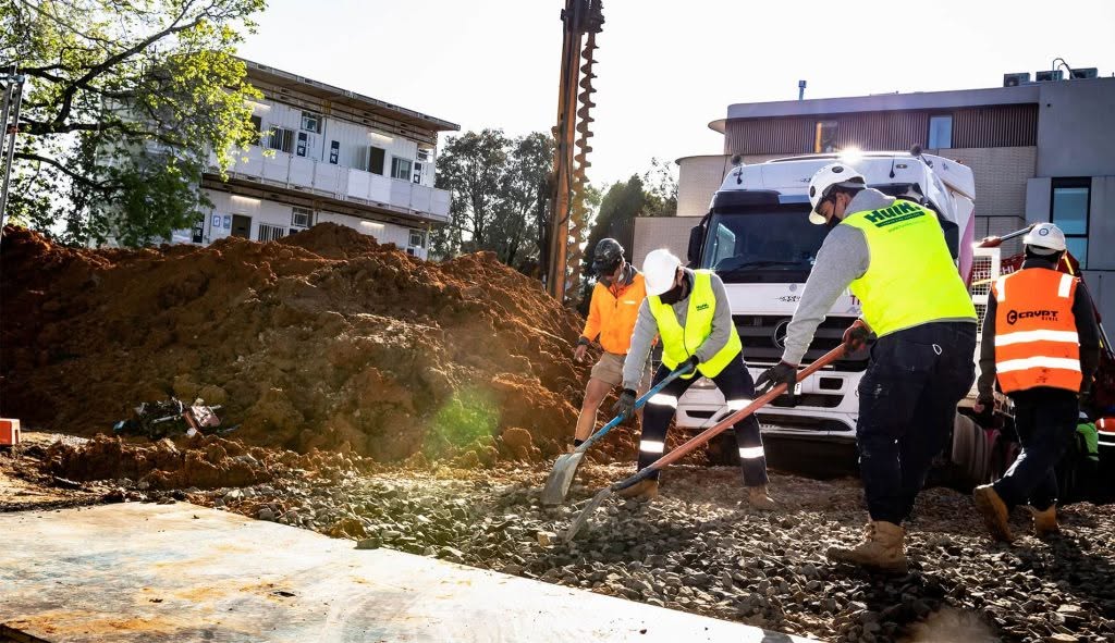 Hulk Labour Hire crew in hi-vis working on a construction site